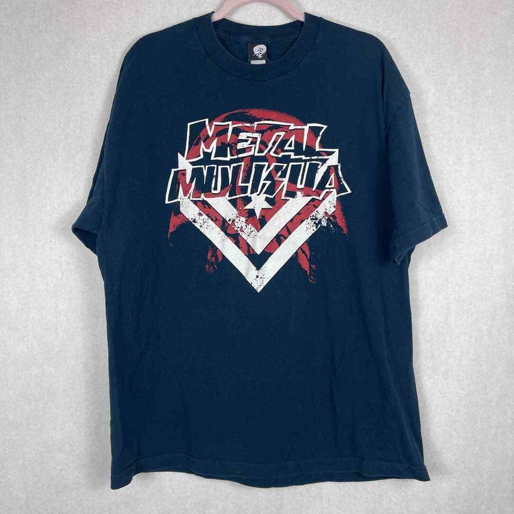Metal Mulisha Graphic T-shirt Navy Blue Mens Size XL Short Sleeve Crew Neck